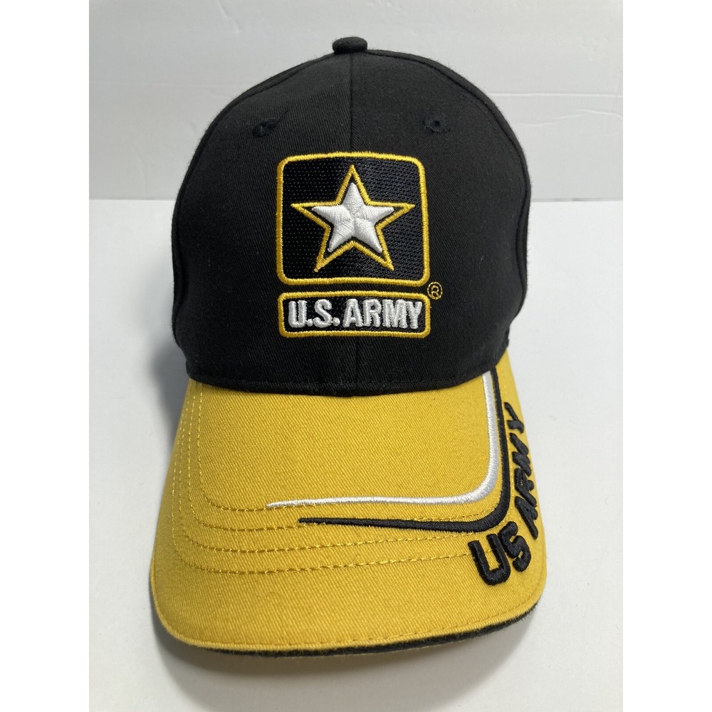 US Army Cap Hat Black Yellow  Star Twill Embroidered Military Adjustable‎